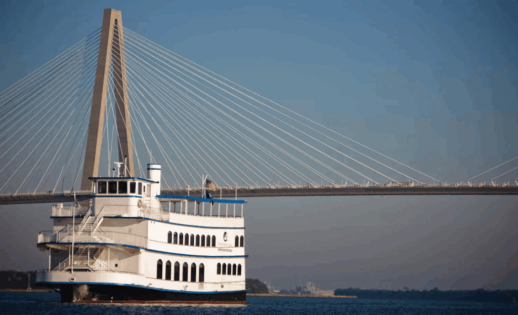 cruse ship in charleston that you can take dinner cruises on. 
