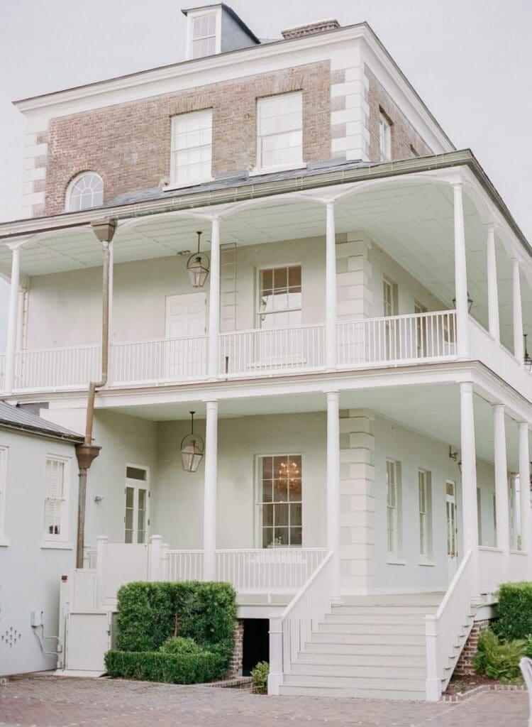 Out front of the Gadsden House with its beautiful patios and three story building